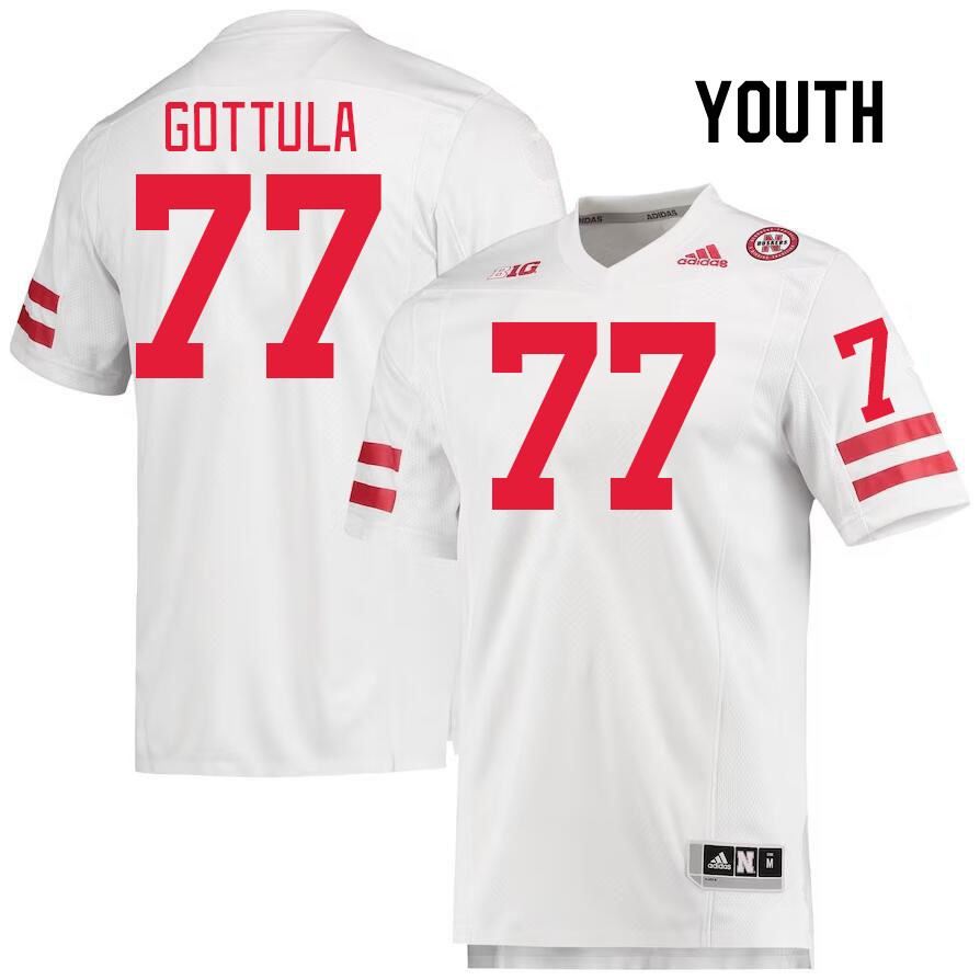 Youth #77 Gunnar Gottula Nebraska Cornhuskers College Football Jerseys Stitched Sale-White - Click Image to Close